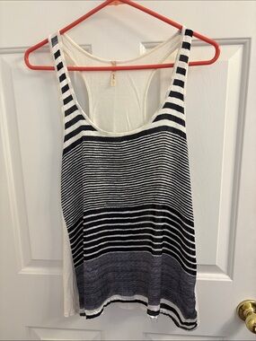 Bella D. Black and White Striped Racerback Tank